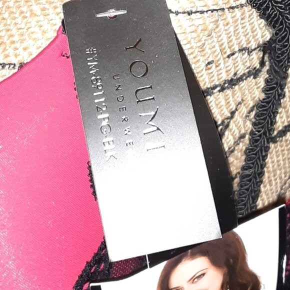 Youmita 36D Floral Lace Overlay Plunge Bra NWT - Picture 3 of 6